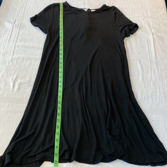 Dreamers Black t-shirt shift dress with key-hole lace up detail back. Size Med. - Picture 6 of 12